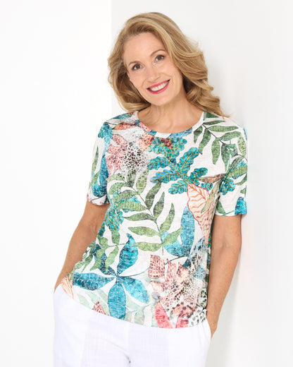 Callie Burnout Tee - Savannah Leaf