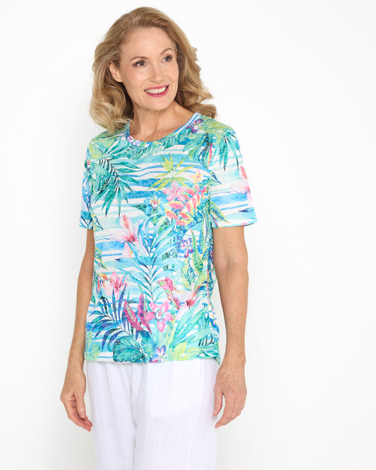 Carmen Top - Aqua Palm
