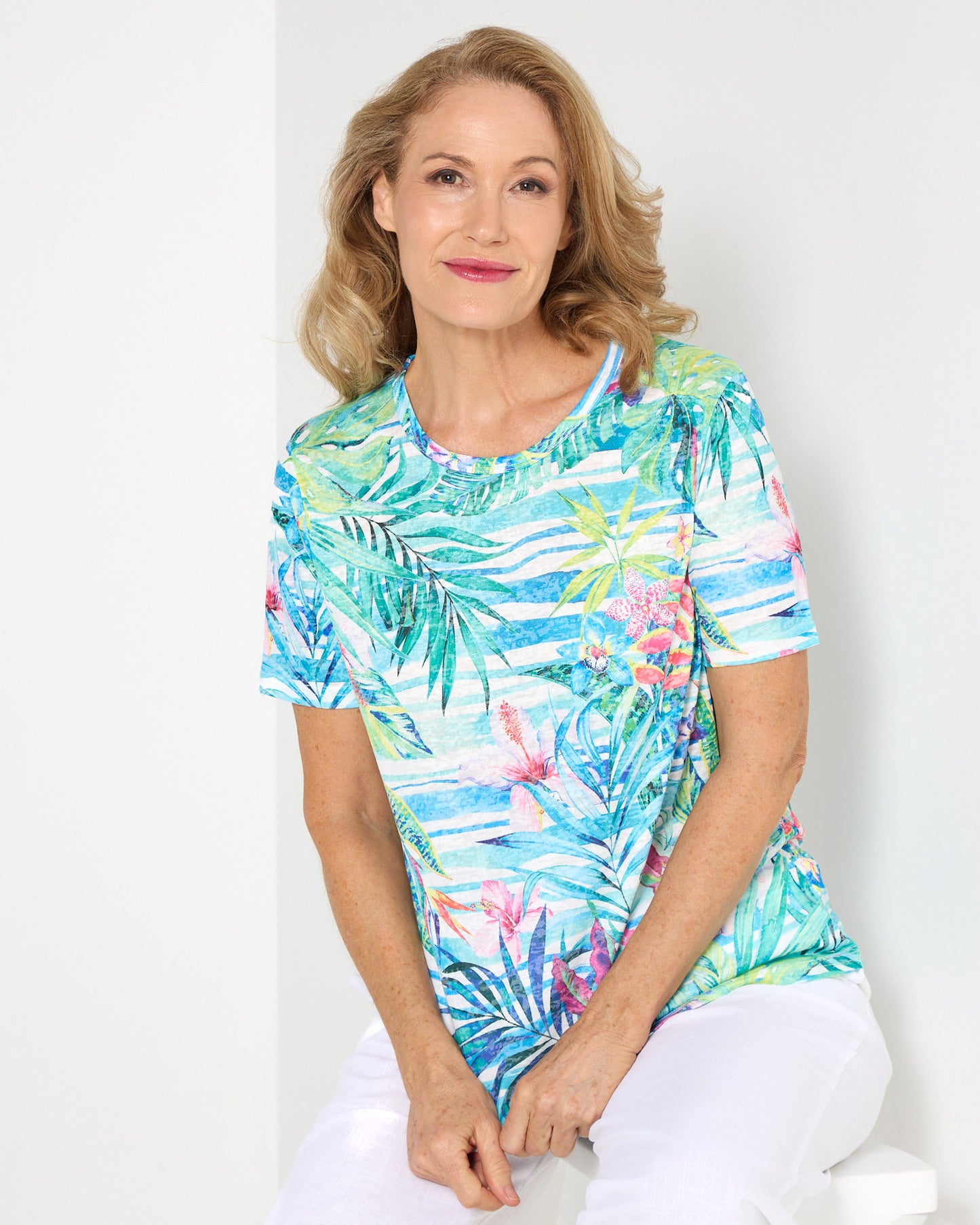 Callie Burnout Tee - Aqua Palm