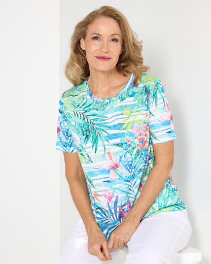 Callie Burnout Tee - Aqua Palm