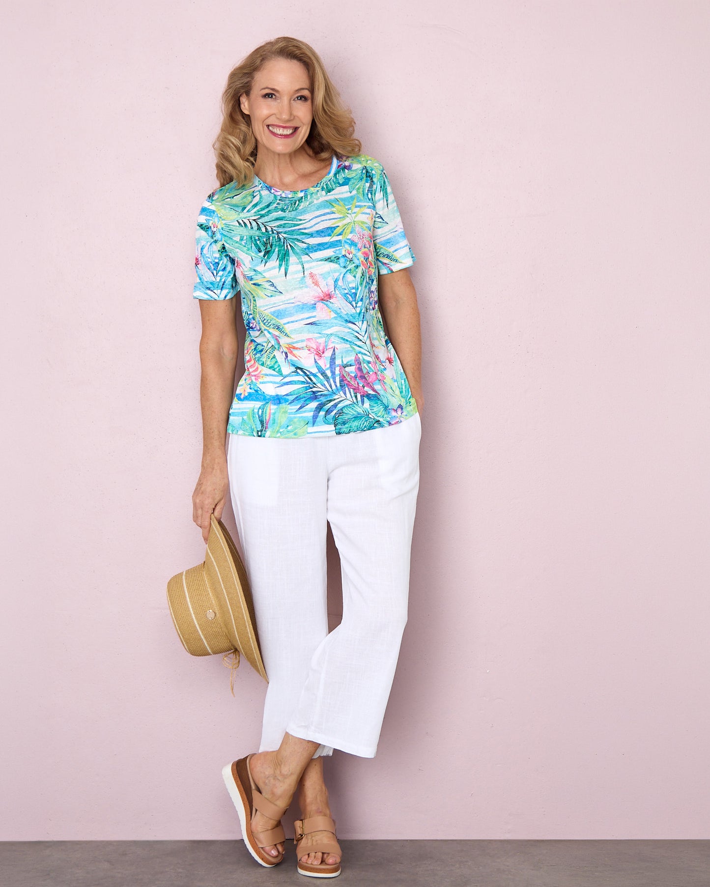 Callie Burnout Tee - Aqua Palm