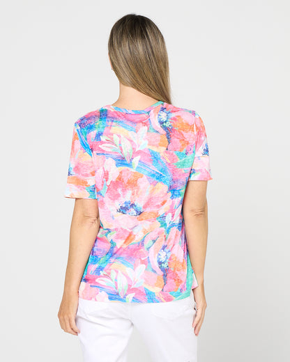 Callie Burnout Tee - Paradise Bloom