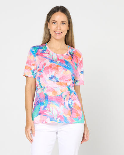 Callie Burnout Tee - Paradise Bloom