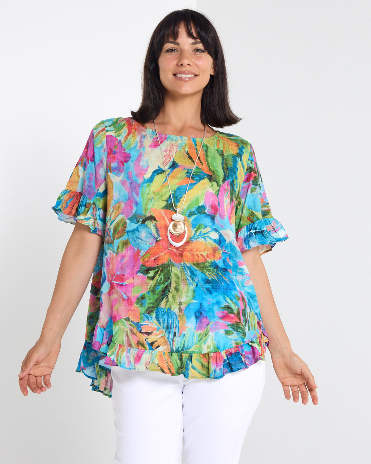Kaylani Ruffle Top - Paradise Print