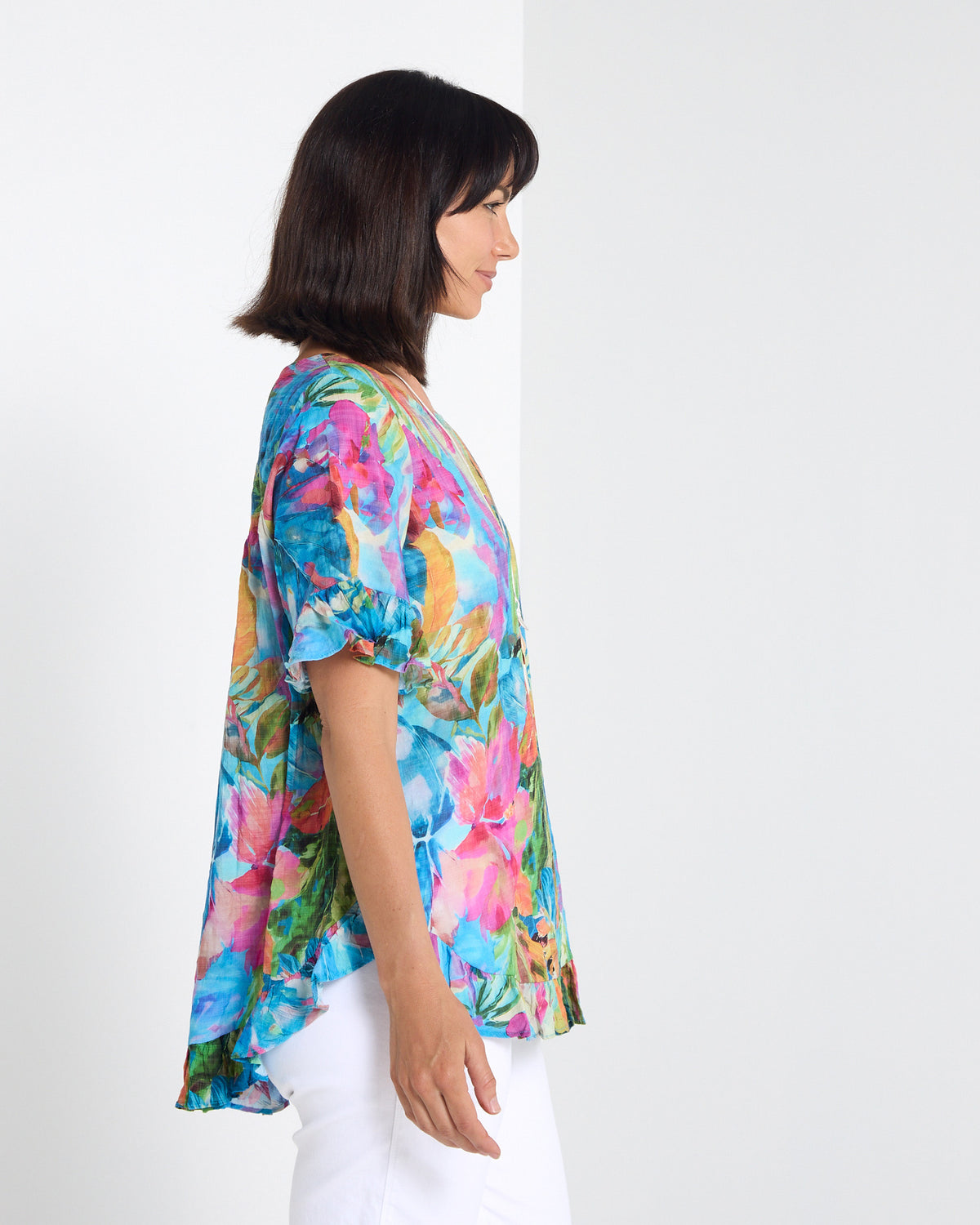 Kaylani Ruffle Top - Paradise Print