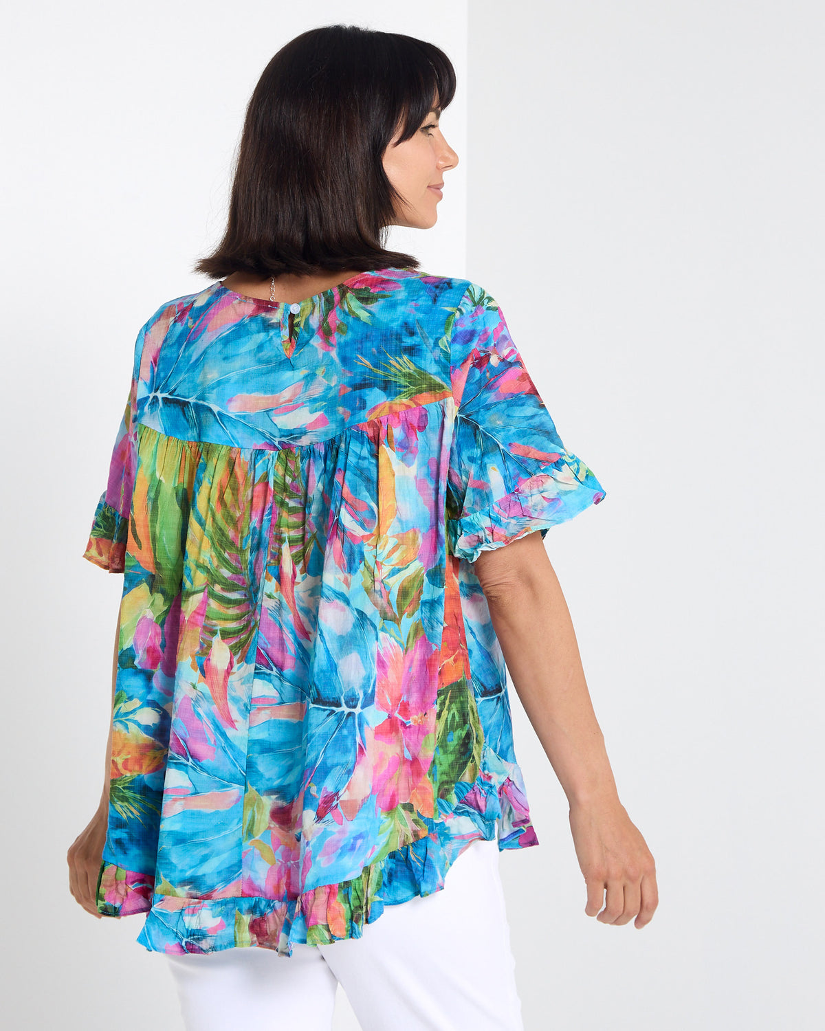 Kaylani Ruffle Top - Paradise Print
