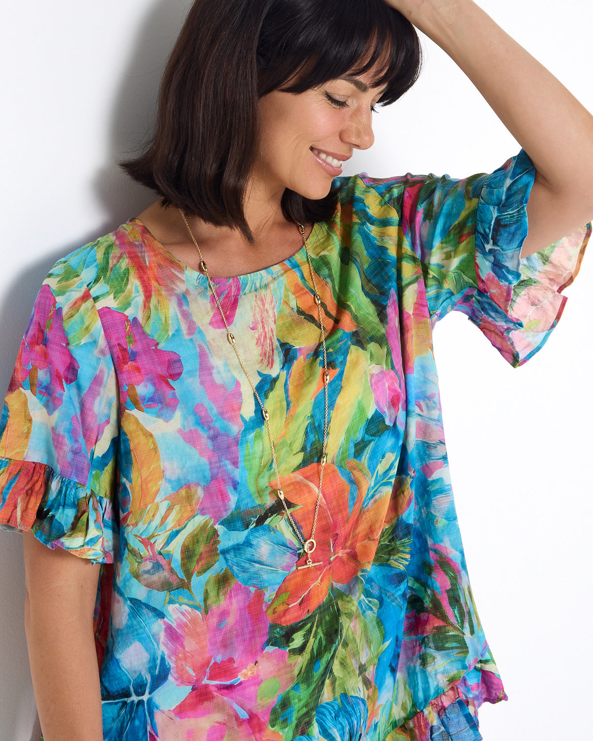Kaylani Ruffle Top - Paradise Print