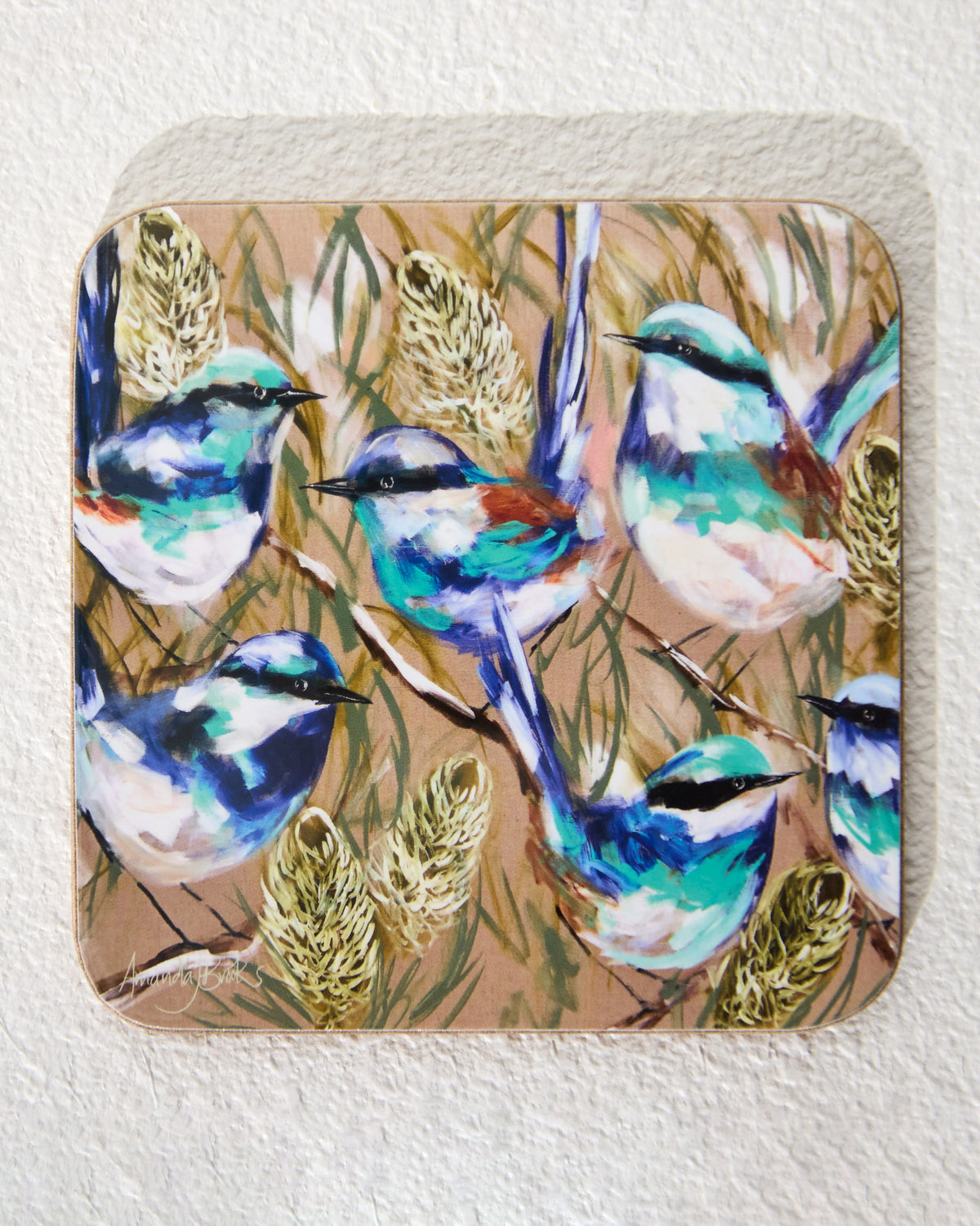 Set of 4 Coasters - Blue Wren