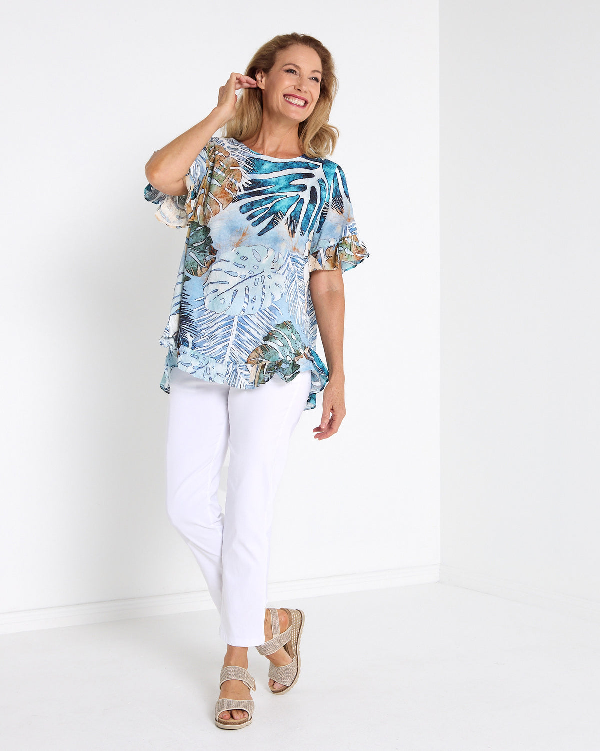 Kaylani Ruffle Top - Lagoon Dream