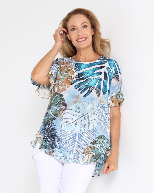 Kaylani Ruffle Top - Lagoon Dream