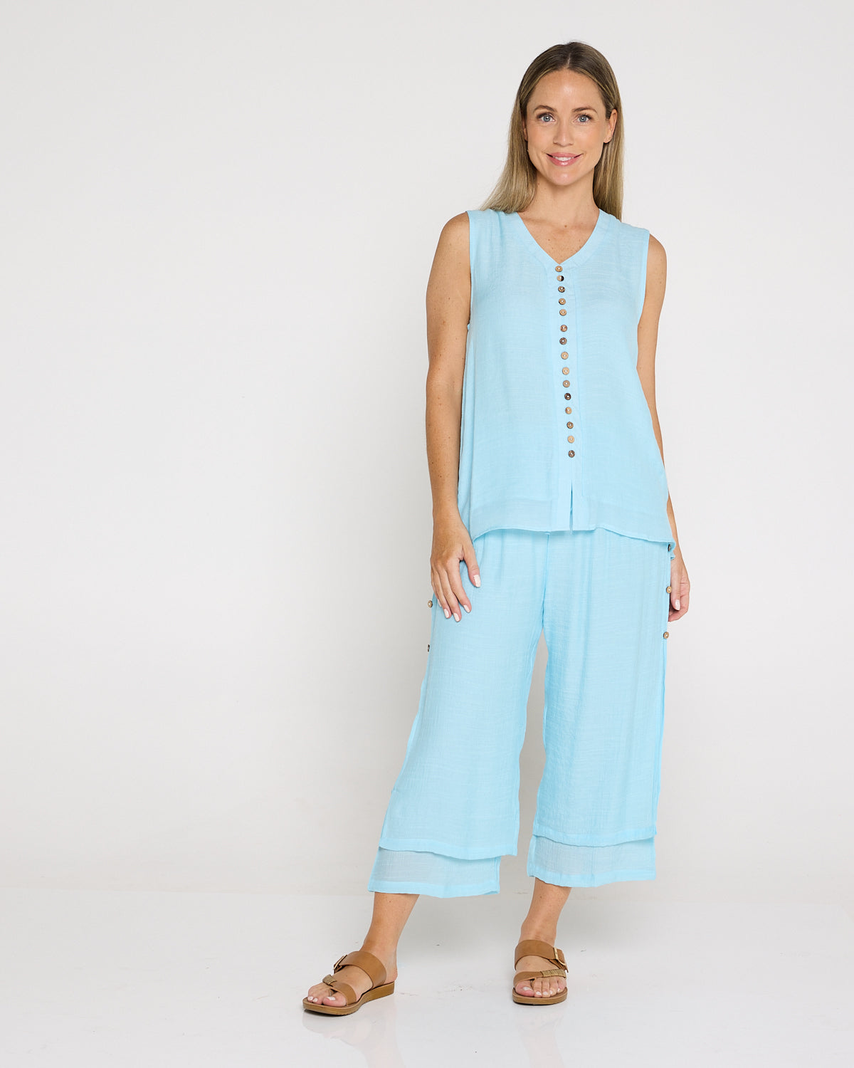 Sleeveless Gemma Top - Baby Blue