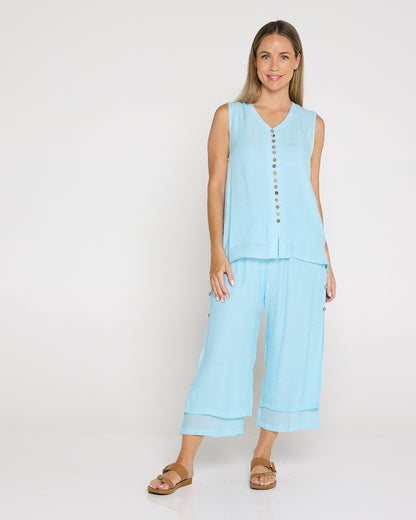 Sleeveless Gemma Top - Baby Blue
