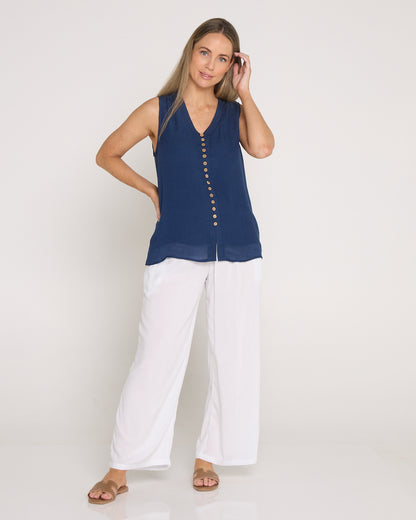 Sleeveless Gemma Top - Navy