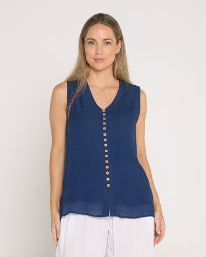 Sleeveless Gemma Top - Navy