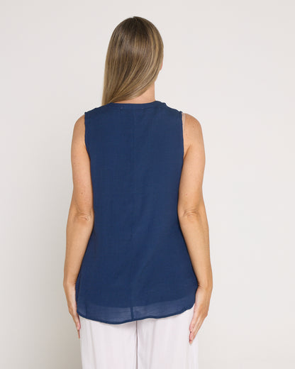 Sleeveless Gemma Top - Navy