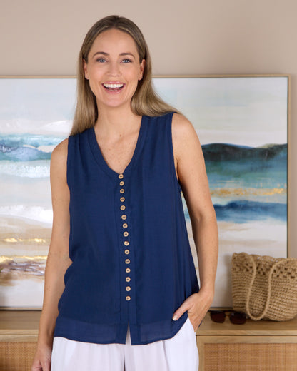 Sleeveless Gemma Top - Navy