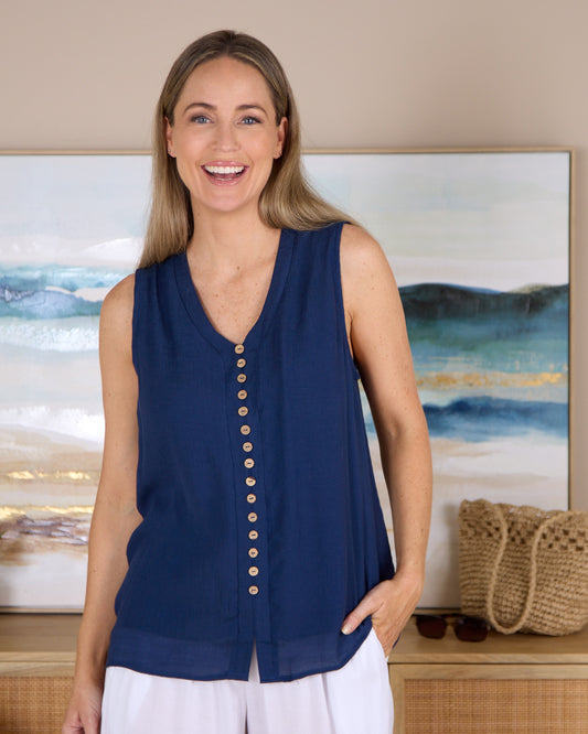 Sleeveless Gemma Top - Navy