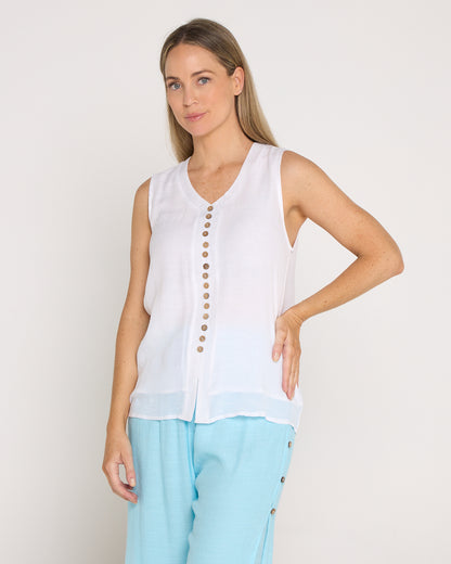 Sleeveless Gemma Top - White