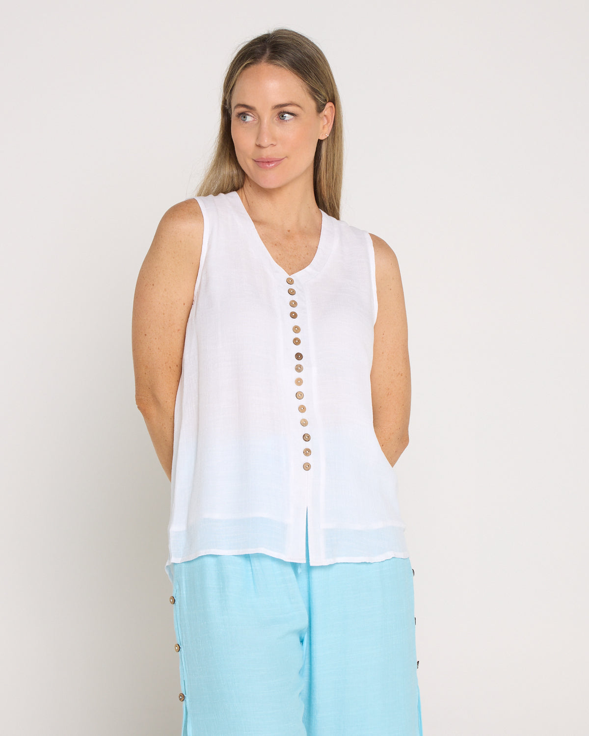 Sleeveless Gemma Top - White