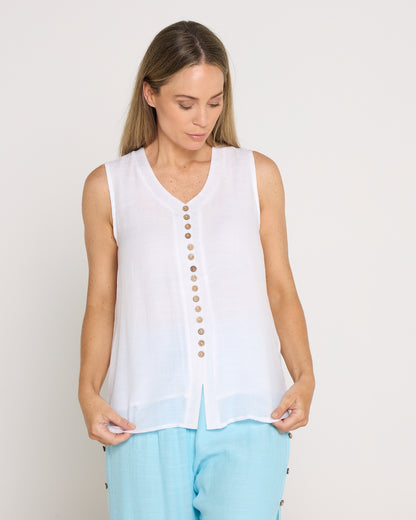 Sleeveless Gemma Top - White
