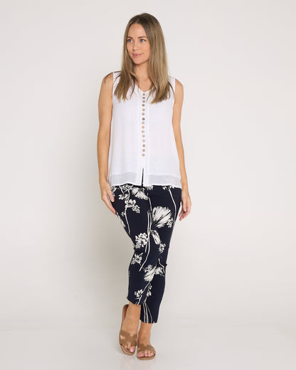 Moira Pants - Navy White Floral
