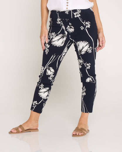 Moira Pants - Navy White Floral