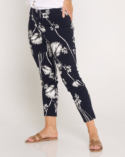 Moira Pants - Navy White Floral