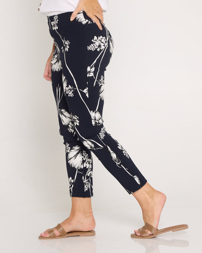Moira Pants - Navy White Floral