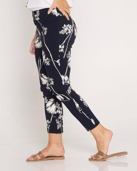 Moira Pants - Navy White Floral
