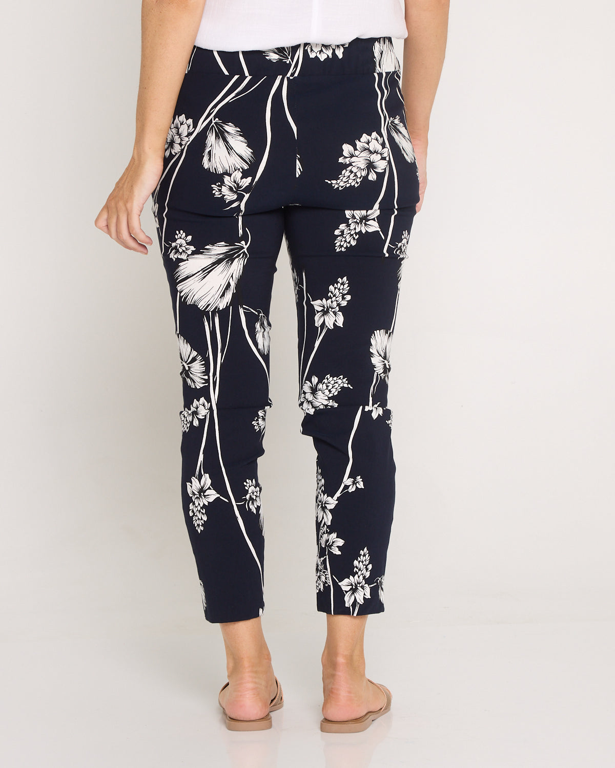 Moira Pants - Navy White Floral