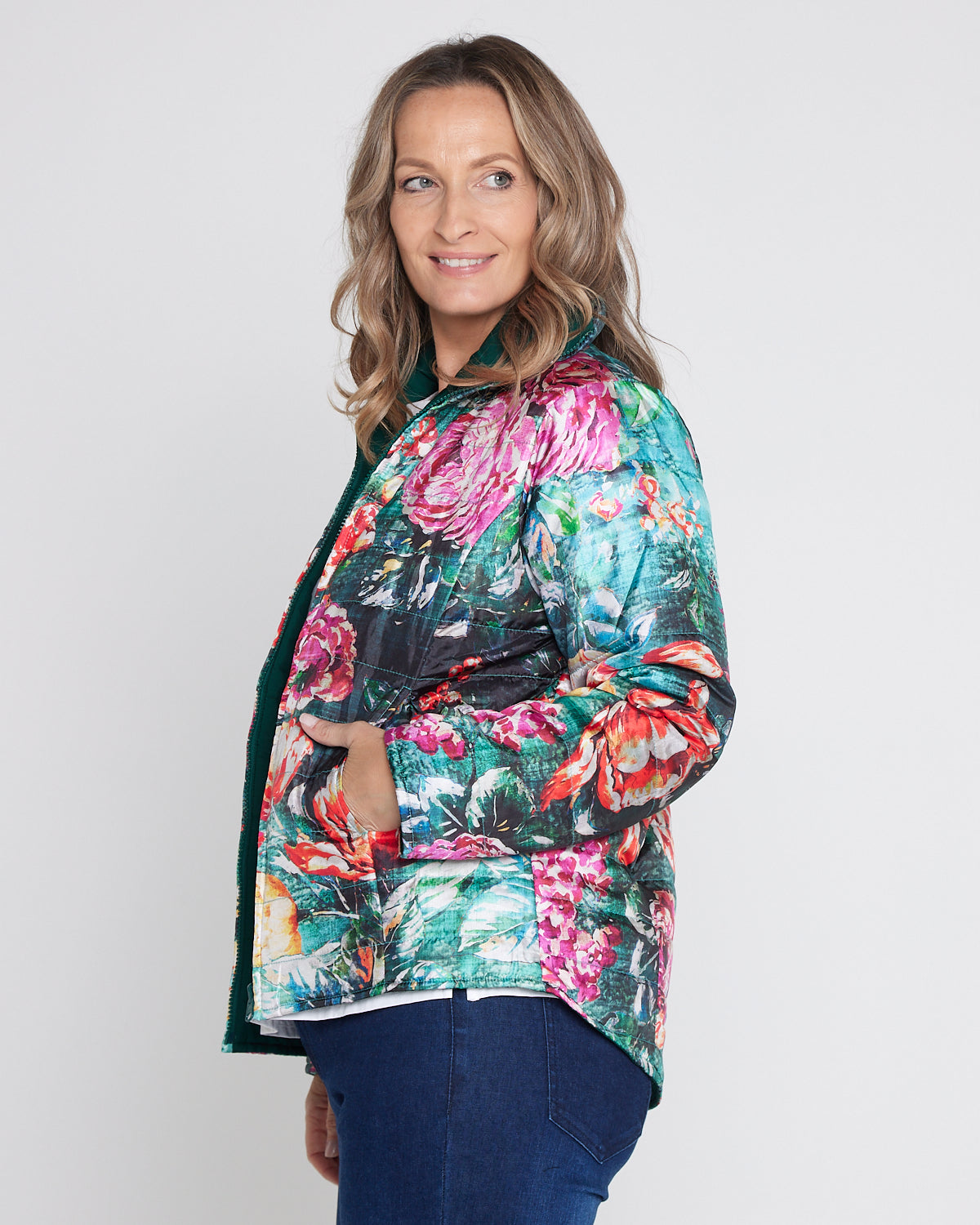 Reversible Long Sleeve Puffer Jacket - Winter Rose