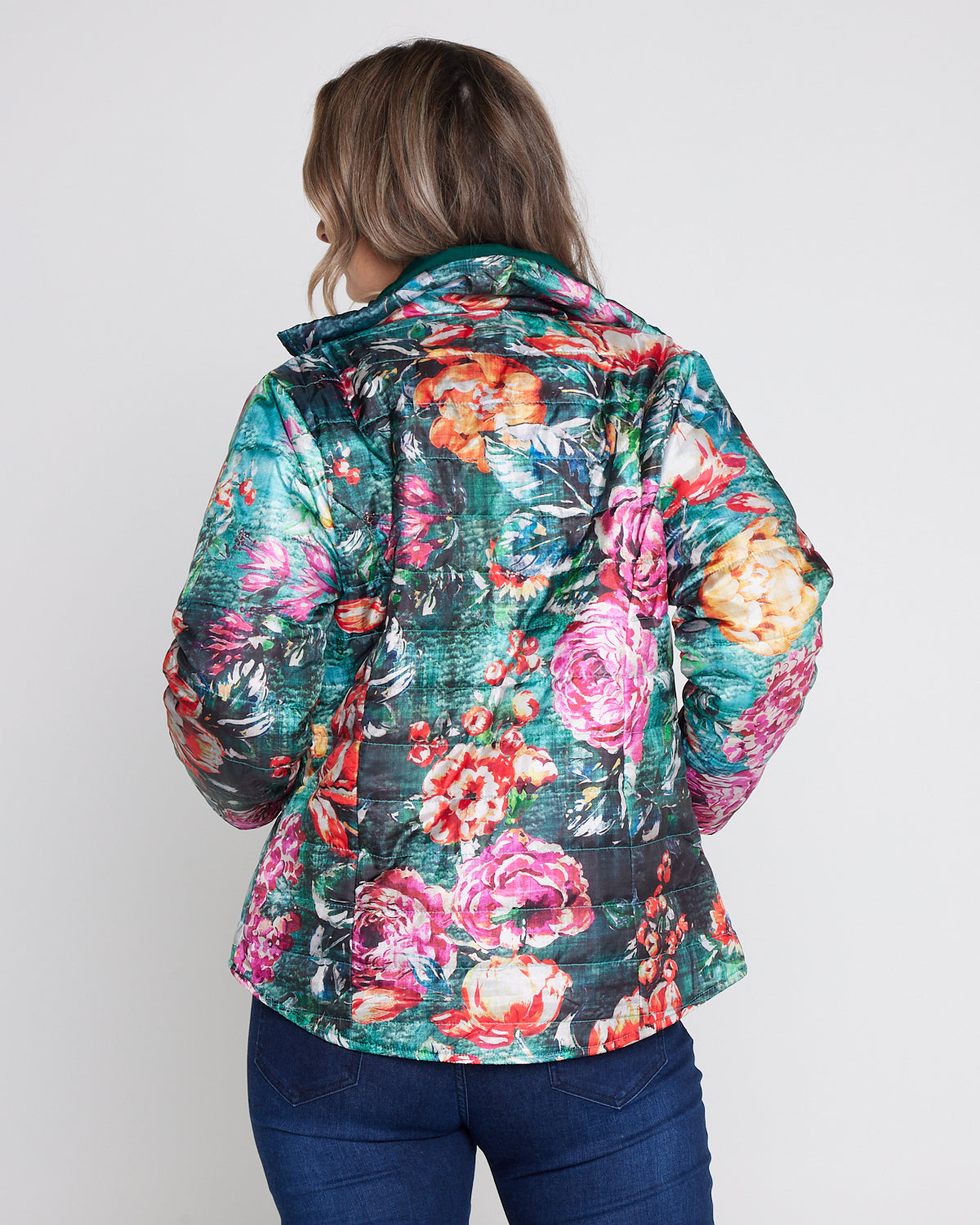 Reversible Long Sleeve Puffer Jacket - Winter Rose