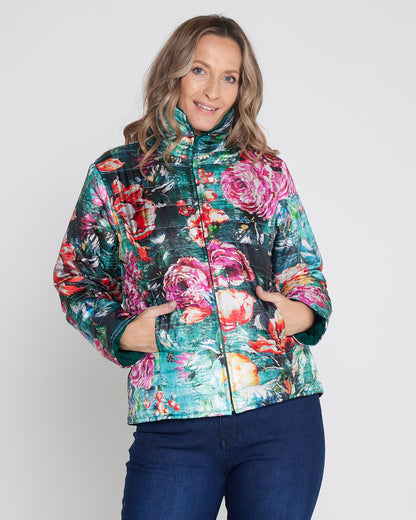 Reversible Long Sleeve Puffer Jacket - Winter Rose