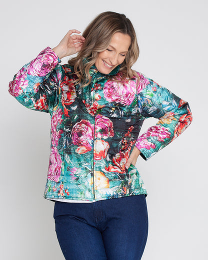 Reversible Long Sleeve Puffer Jacket - Winter Rose