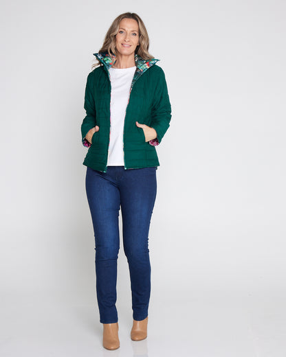 Reversible Long Sleeve Puffer Jacket - Winter Rose