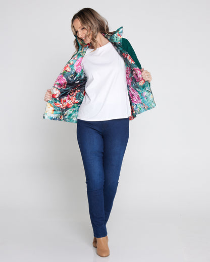 Reversible Long Sleeve Puffer Jacket - Winter Rose