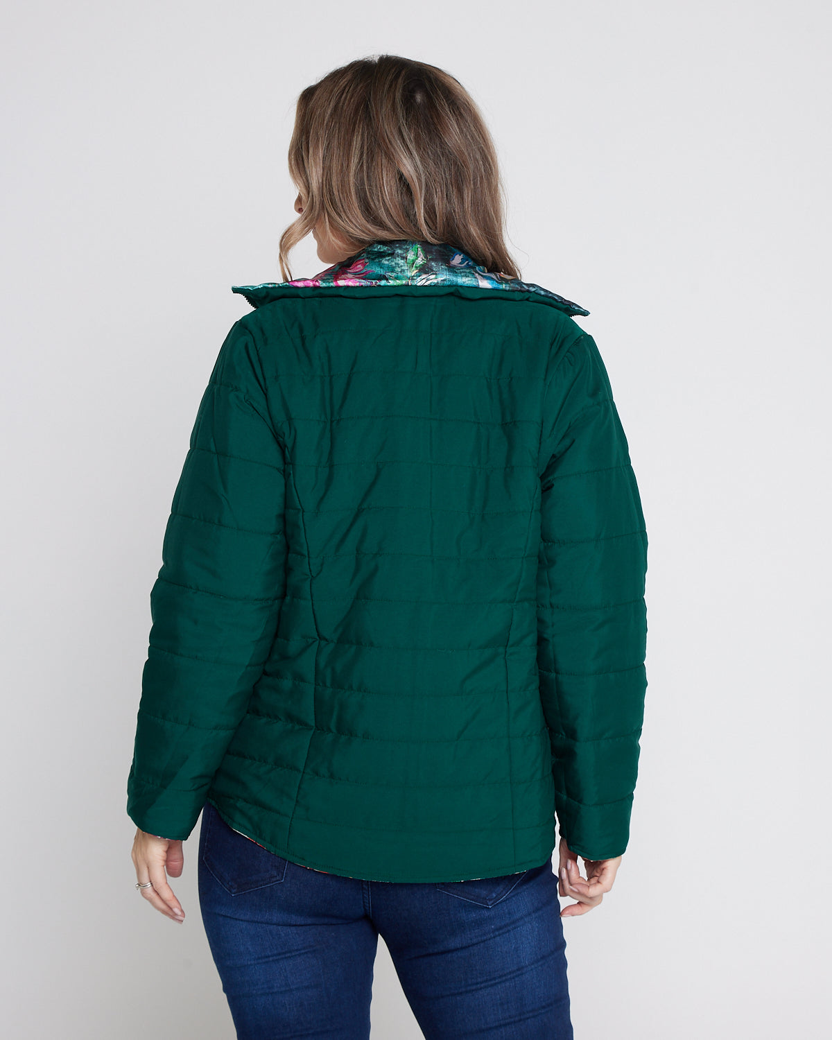 Reversible Long Sleeve Puffer Jacket - Winter Rose