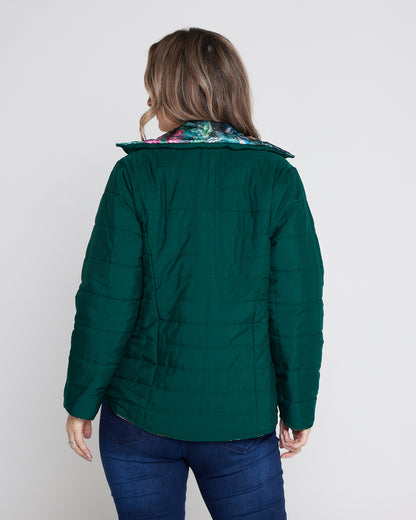 Reversible Long Sleeve Puffer Jacket - Winter Rose