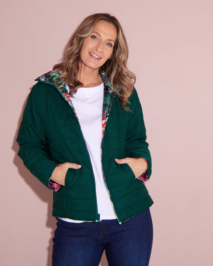 Reversible Long Sleeve Puffer Jacket - Winter Rose