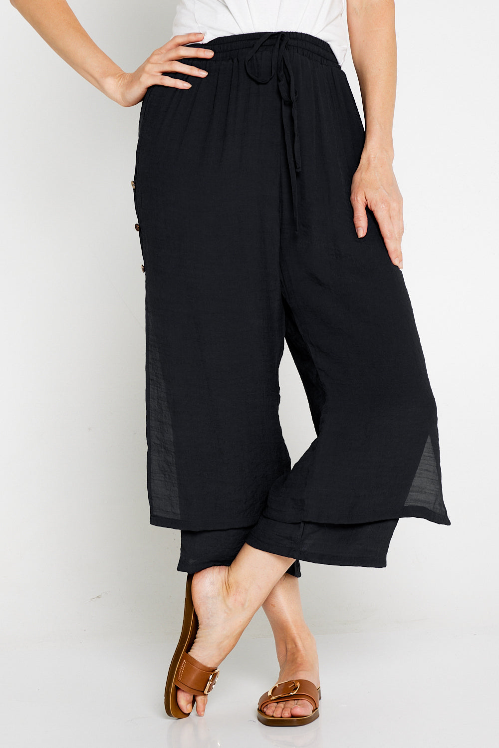 Liana Cropped Pants - Black