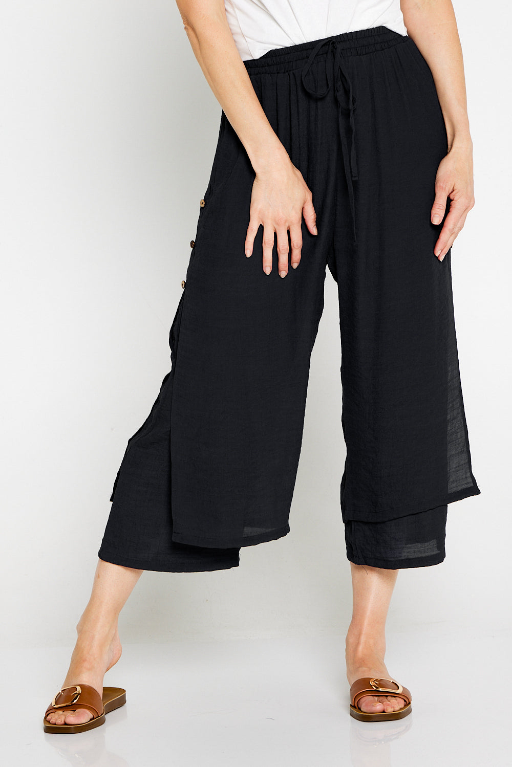 Liana Cropped Pants - Black