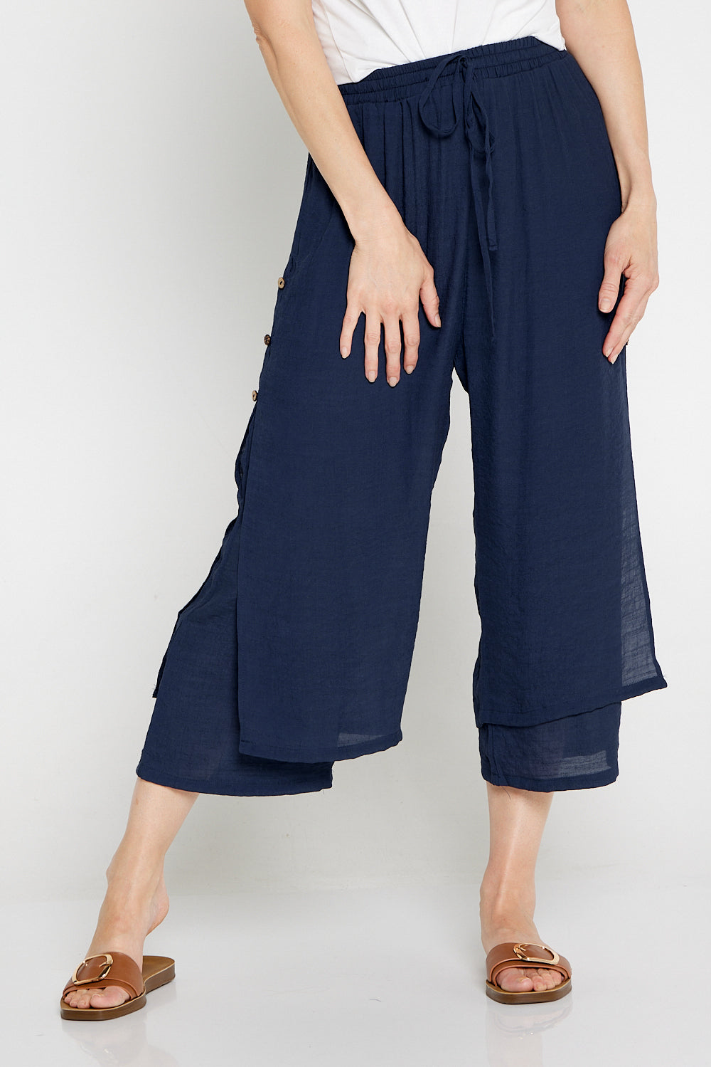 Liana Cropped Pants - Navy