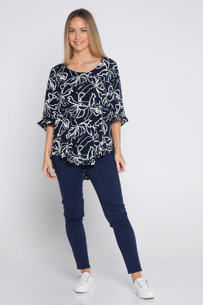 Blossom Top - Navy Floral