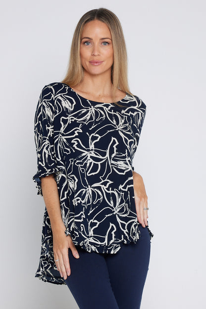 Blossom Top - Navy Floral