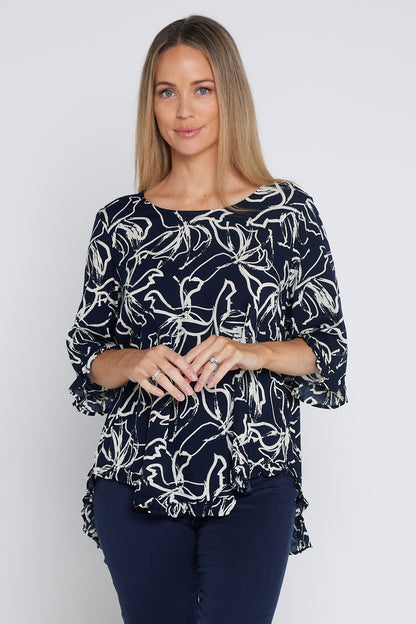 Blossom Top - Navy Floral