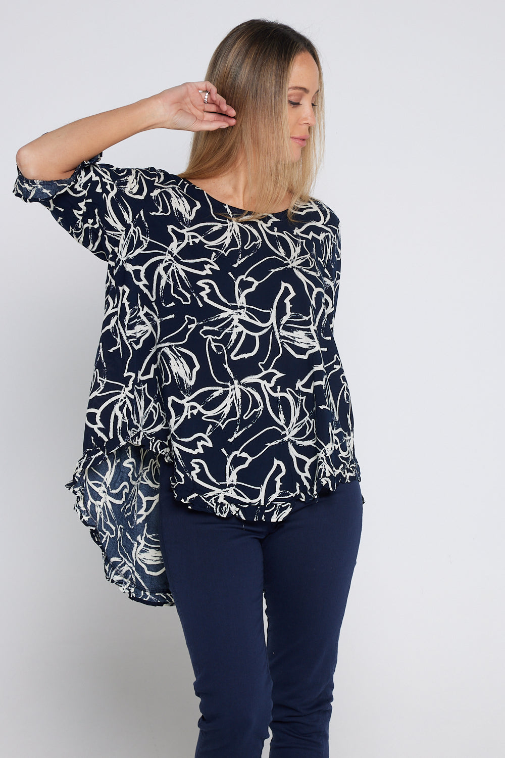 Blossom Top - Navy Floral