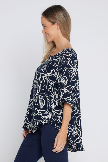 Blossom Top - Navy Floral