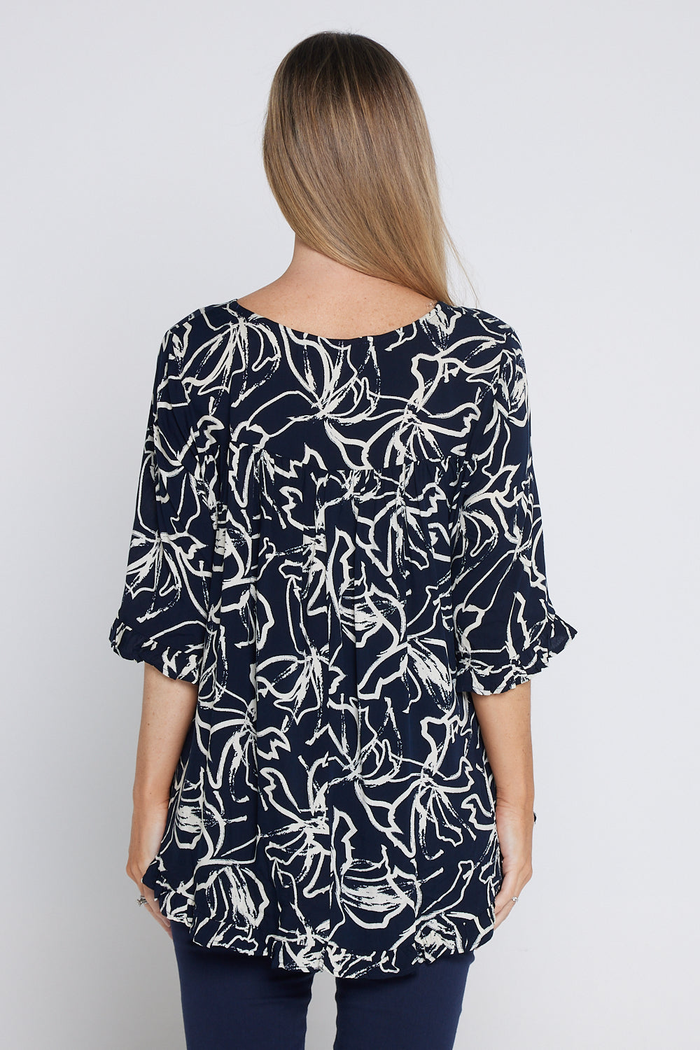 Blossom Top - Navy Floral