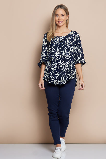 Blossom Top - Navy Floral