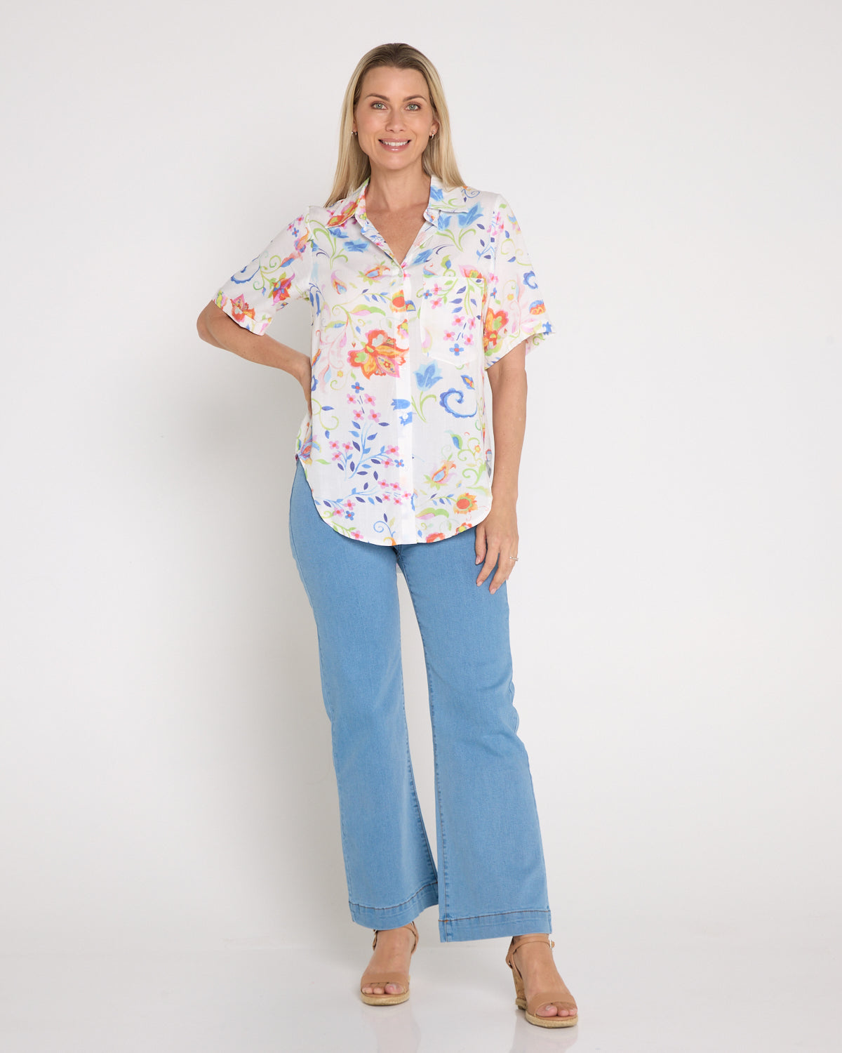 Molly Shirt - White Floral